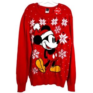 DISNEY Christmas Mickey NWT size L Red sweater
